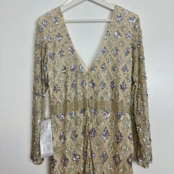 MAC DUGGAL Beaded A-Line Gown in Nude Size US 12 - Picture 10 of 15